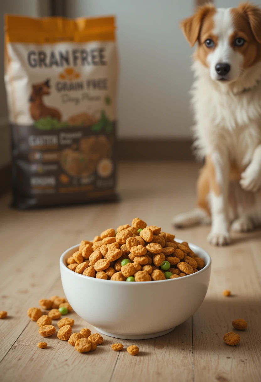 Bowl of grain-free dog food with whole ingredients, representing the pros and cons every owner should know before switching.
