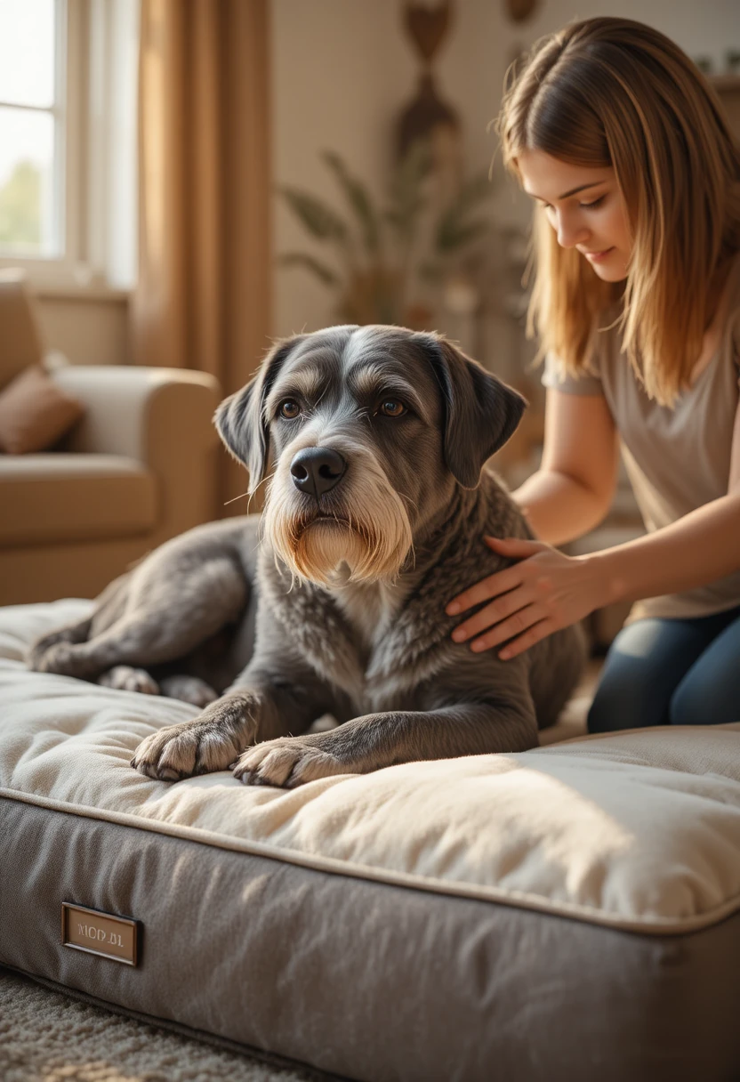 Guide to caring for a senior dog, covering vet checkups, diet, gentle exercise, and comfort for a happy, healthy golden years