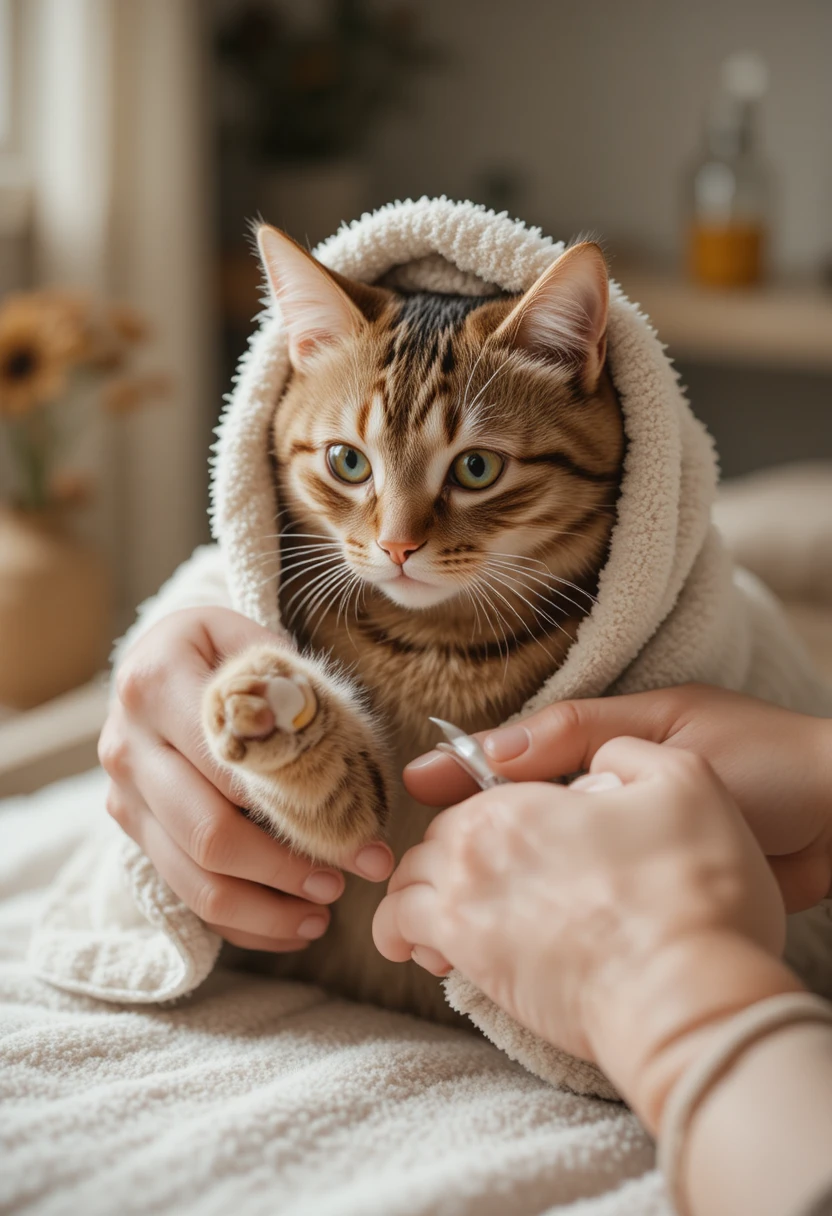 Let your cat sniff the clippers first.