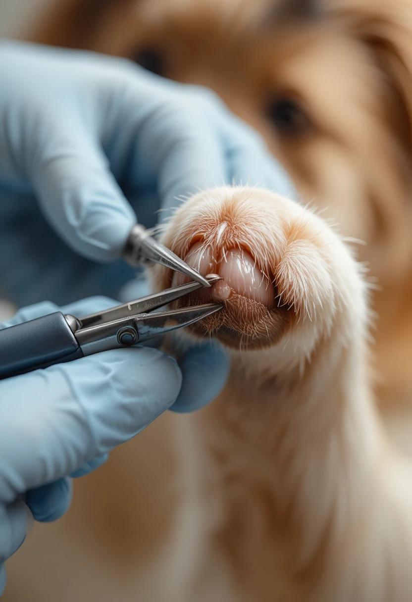 Pet owner trimming a dog's nails carefully to avoid cutting the quick